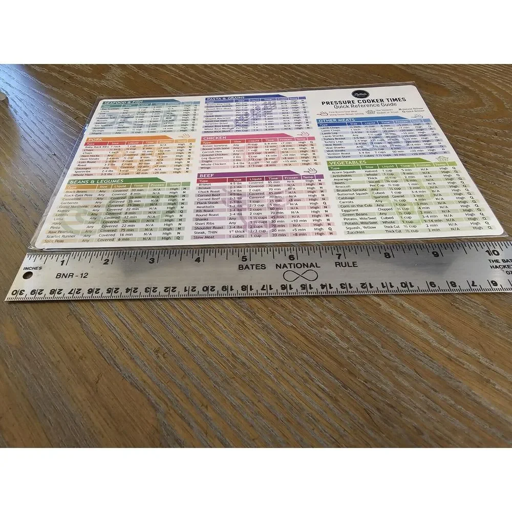 Lotteli Kitchen Pressure Cooker Cook Times Cheat Sheet‎ Chart Magnet Instapot